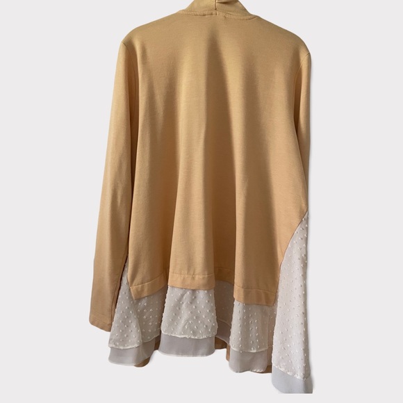 Logo Lounge Yellow Cardigan Knit Sweater with Dotted Swiss Size L - Picture 2 of 6